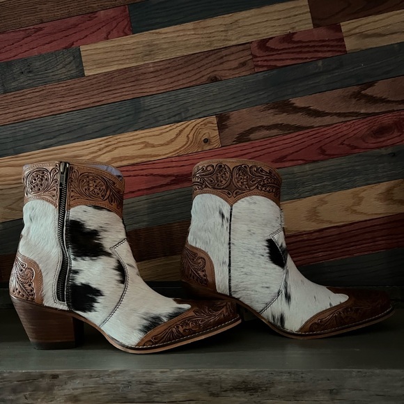 Myra Bag Shoes - 💯Hand Tooled Leather Genuine Cowhide Women Bootie Boot Boho Western Shoe sz 10